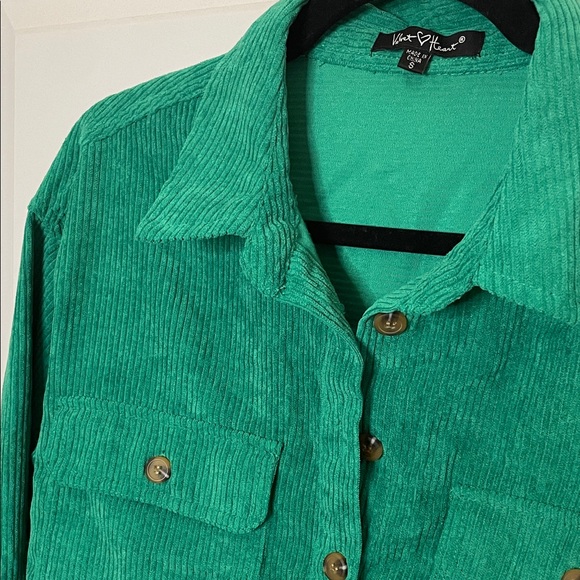 Velvet Heart Corduroy Shacket Green Button Up Overshirt Jacket Women’s S NWOT - Picture 5 of 11